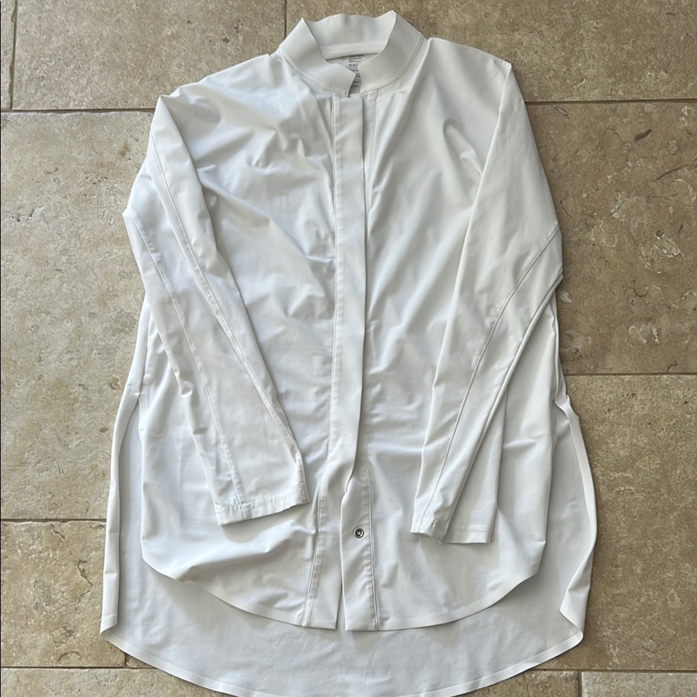 ADAY White Dress Shirt Crisp Formal Top